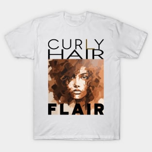 Curly hair flair style C - black text T-Shirt